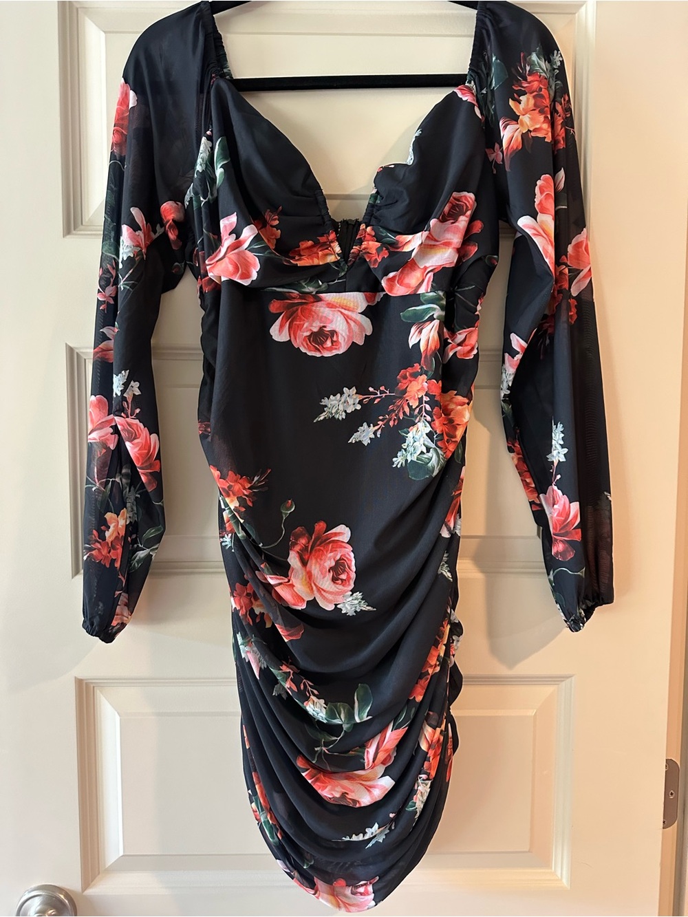 GUESS Kaitlyn Ruched mini Dress in Force of Nature floral print